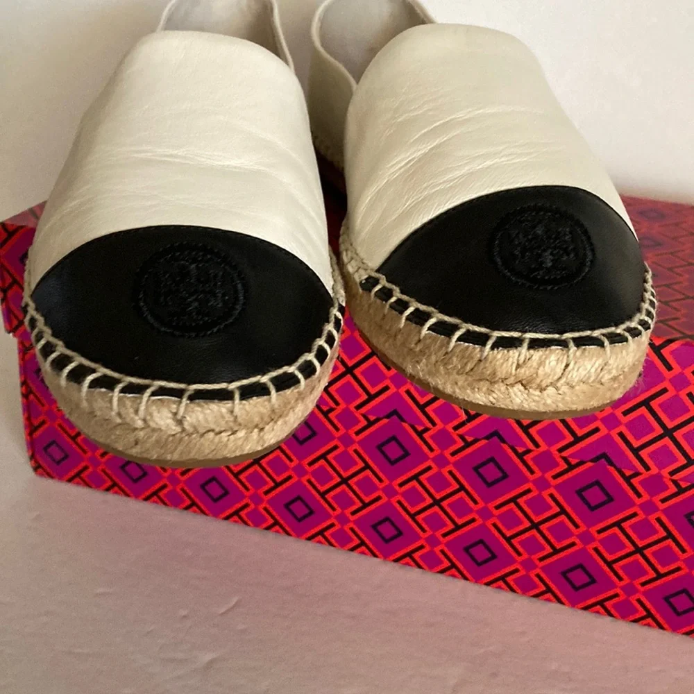 TORY BURCH Leather Color Block Flat Espadrille 7.5